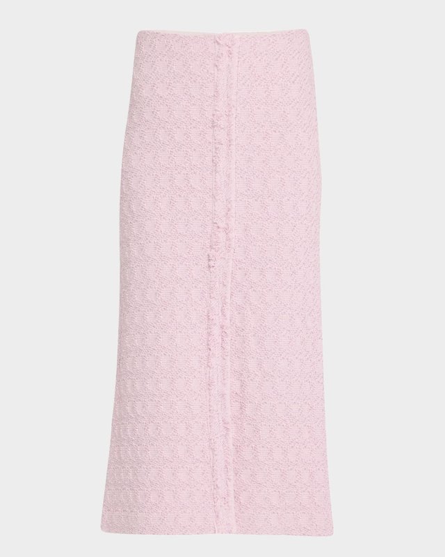 Textured Honeycomb Stretch Slit Midi Skirt